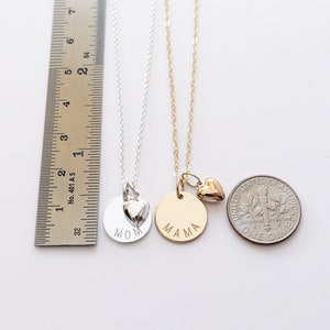 Mama Necklace, Gold Filled or Sterling Silver, Gift for Mom, Dainty Mother Necklace with Heart Charm image 7