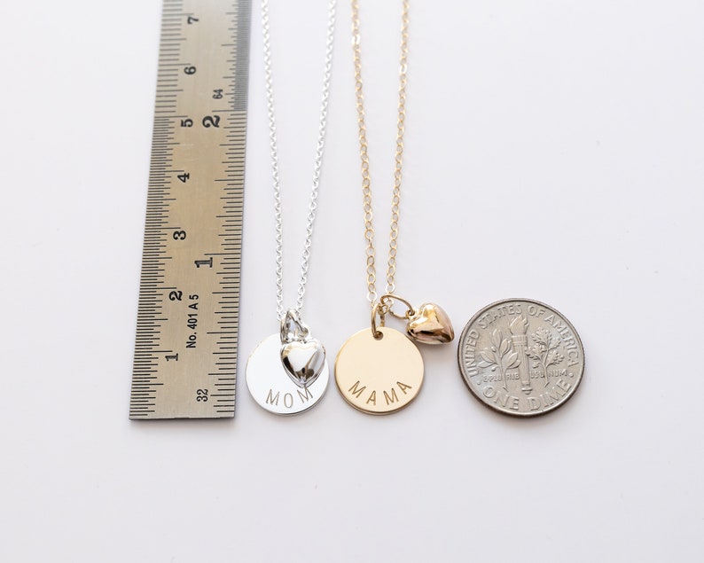 Mama Necklace, Gold Filled or Sterling Silver, Gift for Mom, Dainty Mother Necklace with Heart Charm image 7