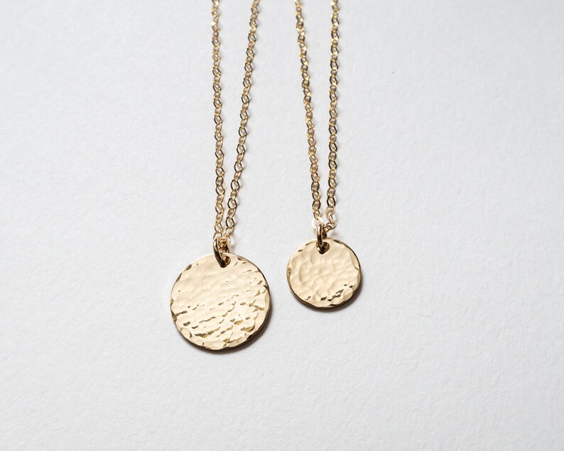 Gold Filled Hammered Disc Necklace, Tiny Disc, Minimalist Everyday Necklace, Dainty Layering Jewelry, Gift for Her image 3