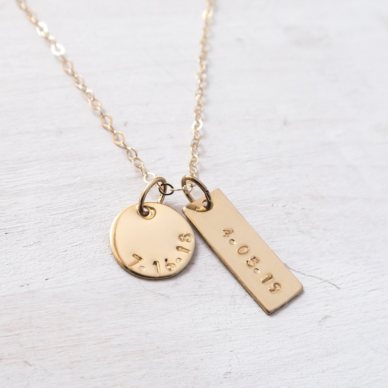 Custom Date Necklace Heart Charm Gold Filled Personalized Etsy
