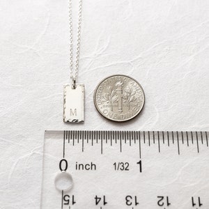 Sterling Silver Initial Tag Necklace, Personalized Rectangle Pendant , Minimalist Jewelry, Personalized Gift for Her image 6