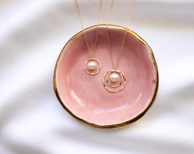 Two Matching Freshwater Pearl Necklaces, Gold Filled, Mother Daughter Jewelry Set