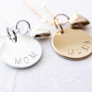 Mama Necklace, Gold Filled or Sterling Silver, Gift for Mom, Dainty Mother Necklace with Heart Charm image 3