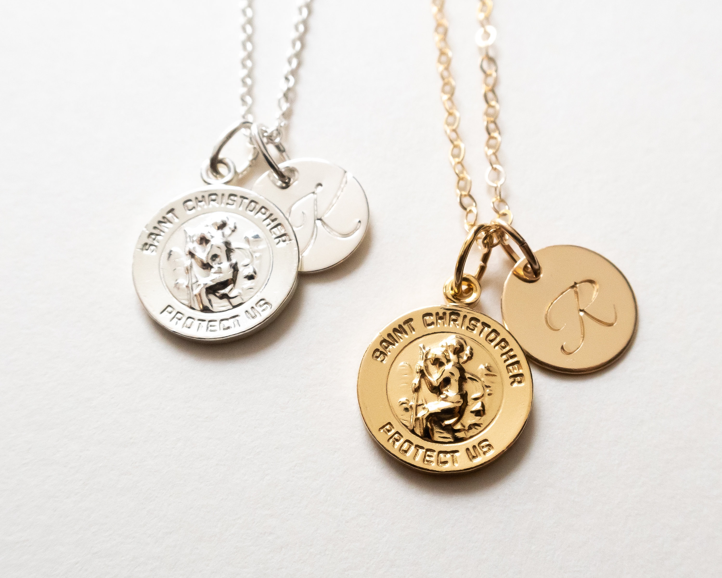 10k Gold St. Christopher Medal Pendant Necklace