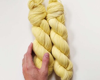 Hand Dyed Fingering Weight Yarn | Superwash Merino Nylon, Lemonade Yellow