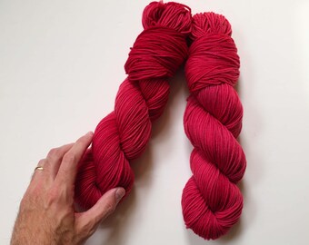 Hand Dyed Superwash Merino Yarn | 4-Ply DK Weight, Very Cherry