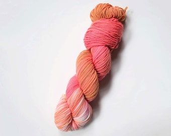 Hand Dyed DK Weight Yarn | Coral, Orange Merino Nylon Blend