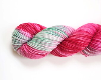 Variegated DK Yarn | Coral Pink & Mint Green Superwash Merino
