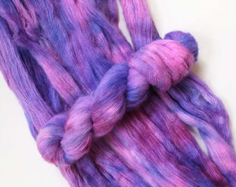 Hand Dyed Lace Weight Yarn | Baby Suri Alpaca Silk, Grape Crush