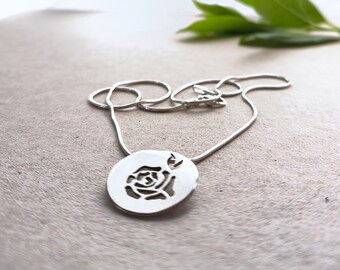 SA42* The Rose - silver coin Necklace, handmade with love