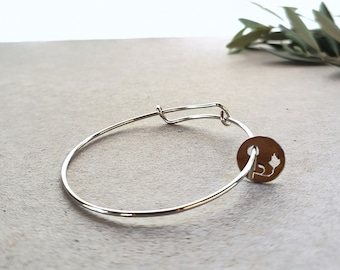 SB03* "My Rose" - flexible silver bracelet with one charm, handmade whith love, Sterling silver 925