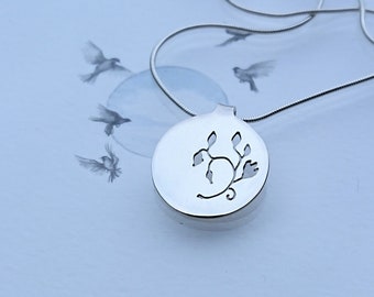 SAc39* "Shy Rose" - silver coin Necklace