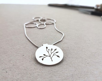 SA64* "Power of Life" - silver coin Necklace , hand made , unique design for nature lovers