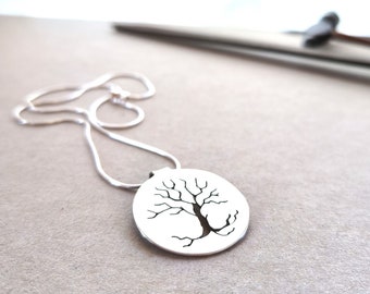 SAc6* "Wise-Life-Tree" - big silver coin Necklace for the love to the nature and the life