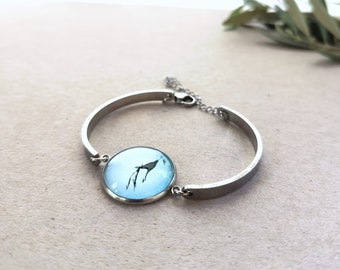 000B P2ct* "LifeGuide Amulet" - two cranes together  - Bracelet with a watercolour painting ( original )