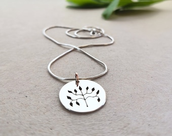SAc36* "Power of Life" - silver coin Necklace with a young Life Tree