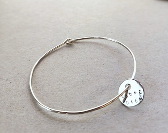 SB30* "Carpe Diem" -  thin silver Bracelet with one charm