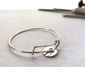 SB37* "Heart" -  thin silver Bracelet with one charm - flexible
