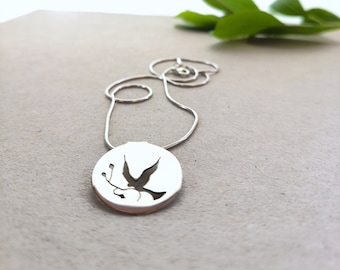SA33* "Peace Dove" - silver coin Necklace, handmade , unique design for peace, freedom and love