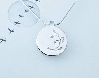 SAc26* "Life" - silver coin Necklace , handmade , unique design for a nature lover