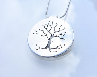 SAc6* "Wise-Life-Tree" - big silver coin Necklace for the love to the nature and the life