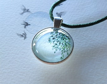 000A wg* Life Guide Amulet - "Naturelover" - necklace with a watercolor painting (original) , watercolour , unique gift