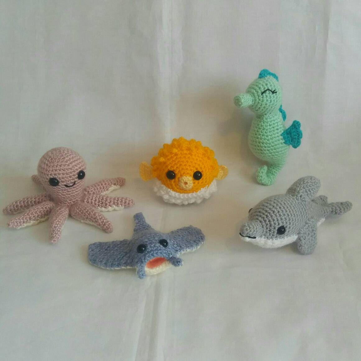 Crochet Sealife Animals Dolphin Puffer Fish Manta Ray Etsy