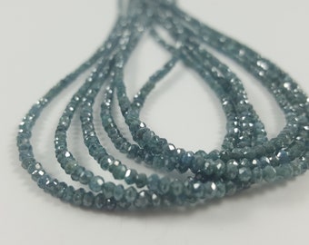 16 Inch 3mm Beads Natural Rondelle Beads ON SALE 50/% Raw Diamonds Conflict Free Diamond Rough Diamonds Dark Grey Diamond Beads 1.5mm