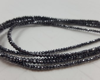 AAA Quality Black Diamond Beads, 16 Inches Long strand -11cts 2mm 100% Natural