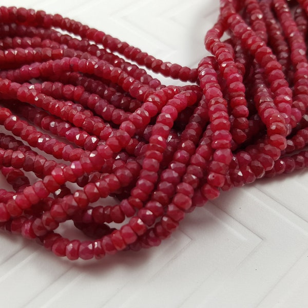 Faceted Ruby Beads 4mm 16 Inch Long strand