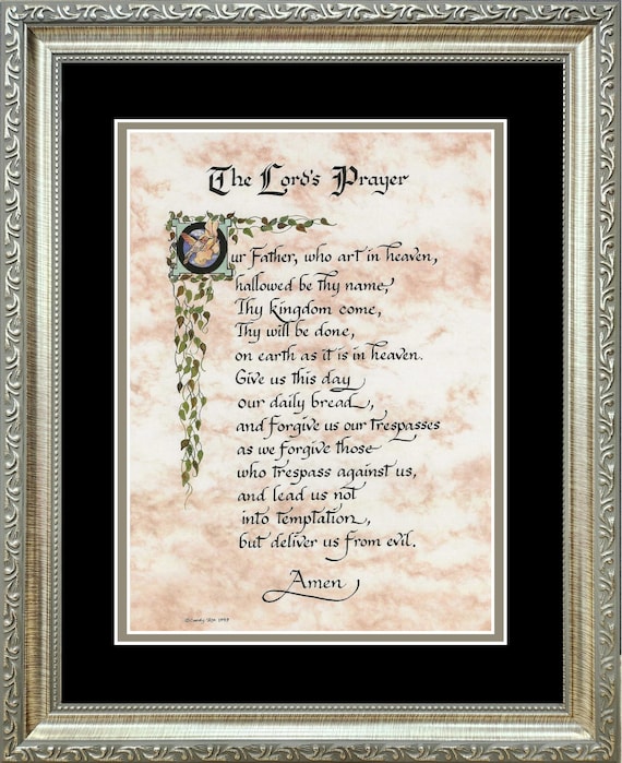 The Lord's Prayer, a custom-framed and matted religious scripture picture.