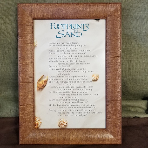 Footprints in the Sand framed beach sand picture for friend, loved one, sympathy gift