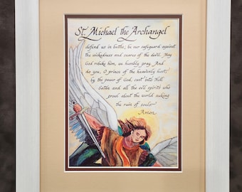 St. Michael the Archangel Framed Calligraphy Art Print
