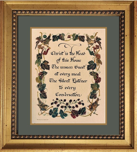 Christ is the head of this house, a small framed picture for home and gift giving