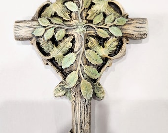 Tree of Life rustic resin wall cross