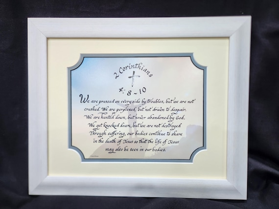 2 Corinthians 4:8-10 Bible Scripture custom framed verse of hope