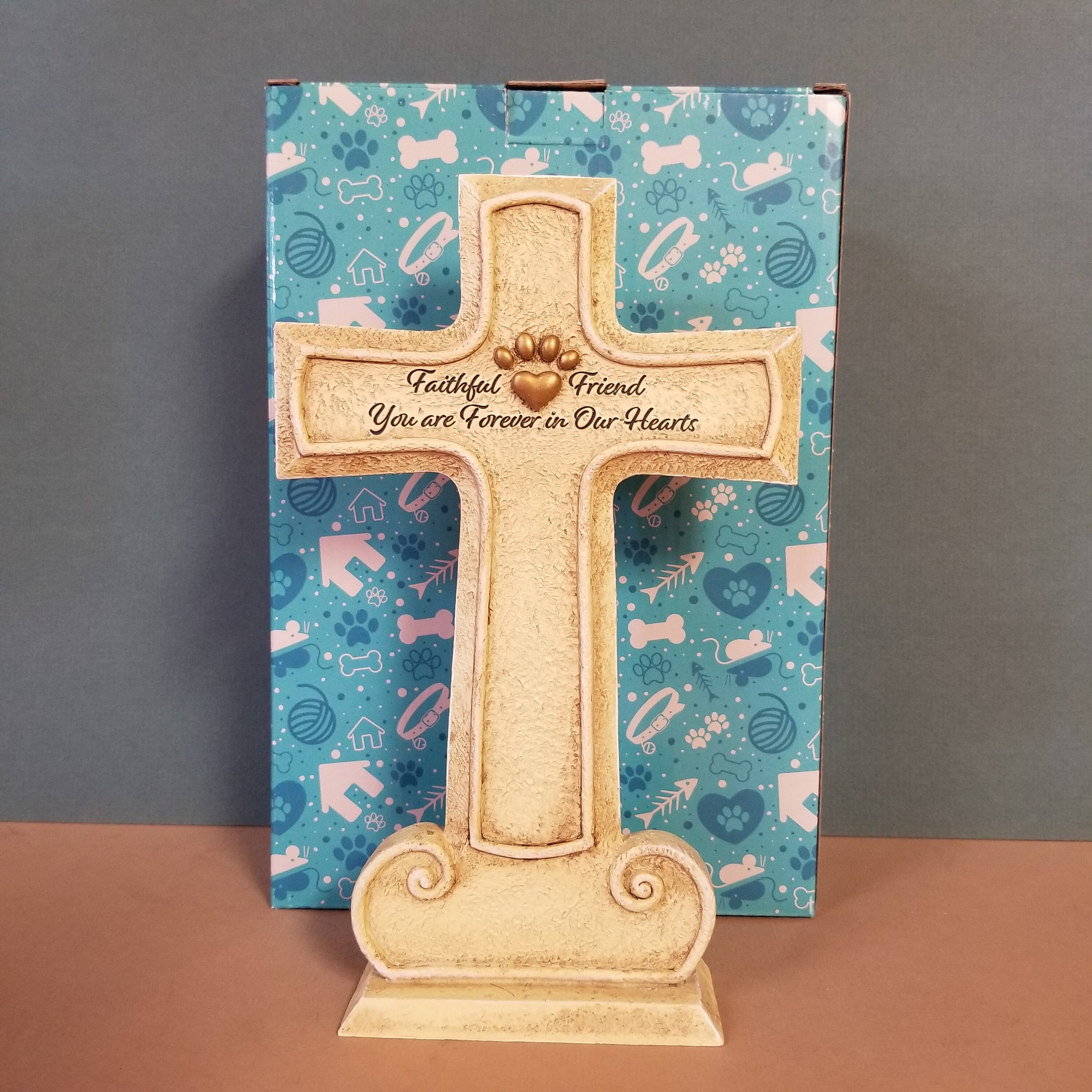 Pet memorial Cross sympathy Gift furry friend resin stand up cross