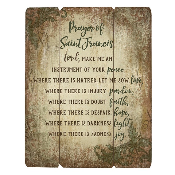 Prayer of Saint Francis Instrument of peace Pallet sign picture for home and gift giving