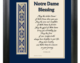 Notre Dame College Framed Blessing, with optional personalization Graduation gift.