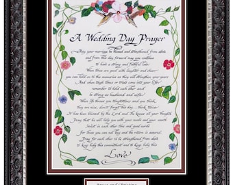 Wedding Day Prayer custom framed and Personalized Christian poem