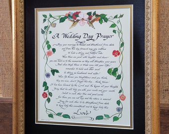 A Wedding Day Prayer framed calligraphy poem