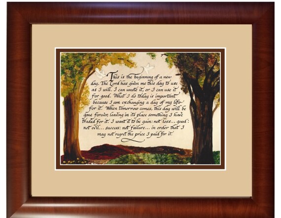 This is the beginning of a new day custom picture framed and matted Motivational verse