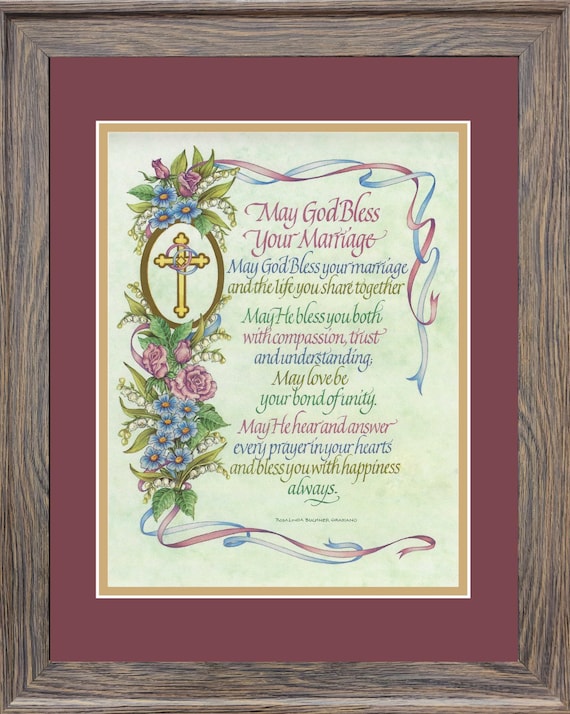 Marriage custom-framed Wedding picture personalized keepsake for the Bride and Groom.