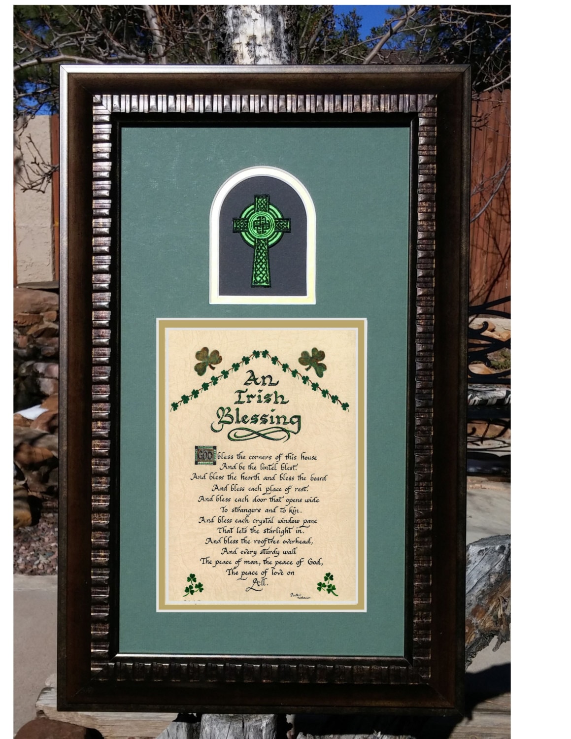 An Irish Blessing Framed prayer and cross Picture for Home,