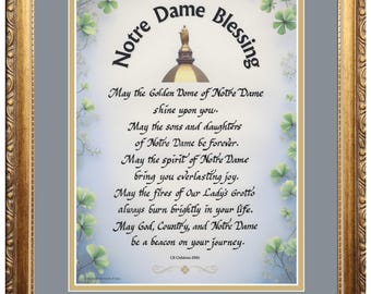 Notre Dame Framed Blessing, with optional personalization.
