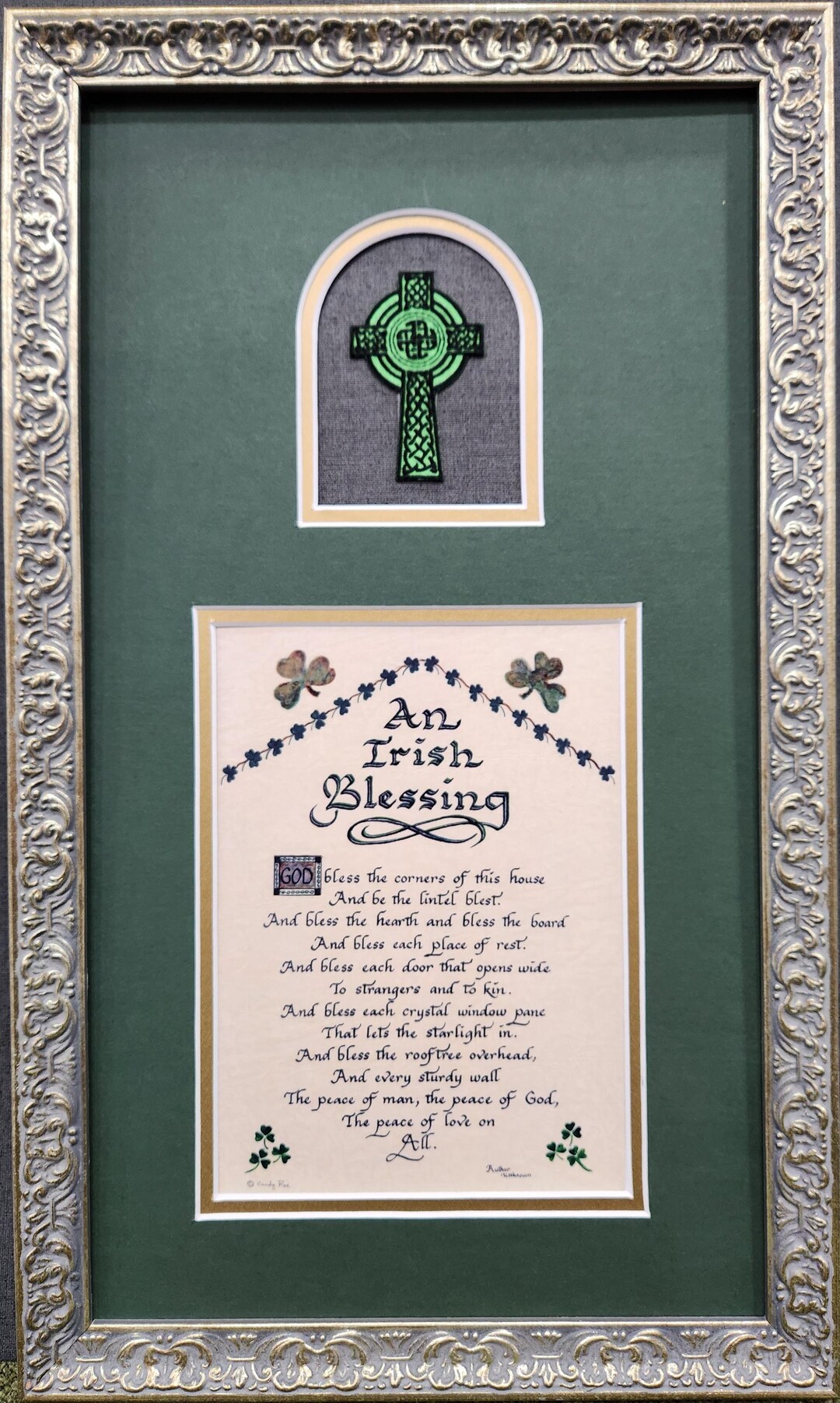 Framed Irish Blessing Prayer Celtic Cross Home Decor Etsy