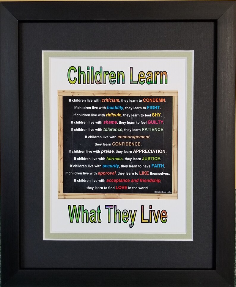 Children Learn What They Live Poem Quote by Dorothy Law Nolte - Etsy
