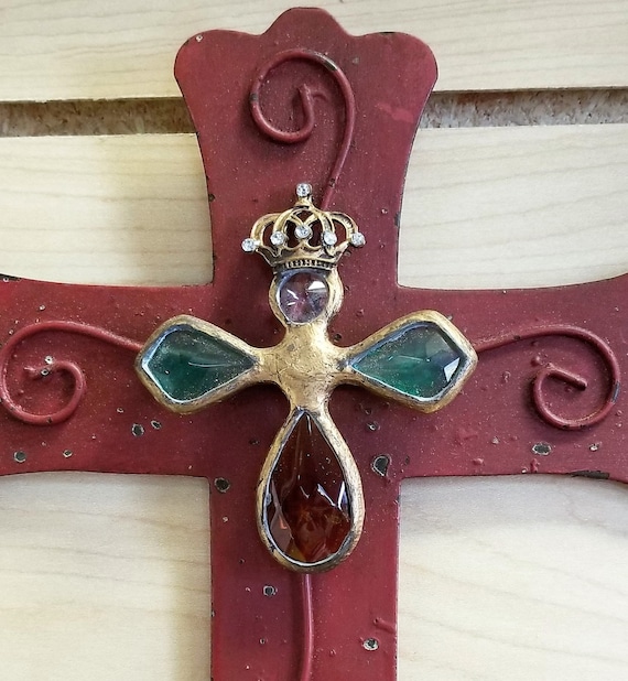 Angel Wall Jeweled Cross for home, friendship gift, Mother's Day, Valentine's Day, Grandma Birthday and Wedding or Anniversary