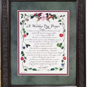 Preghiera per il giorno delle nozze con cornice personalizzata e poesia cristiana personalizzata