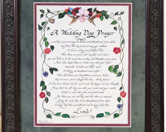 Wedding Day Prayer custom framed and Personalized Christian poem